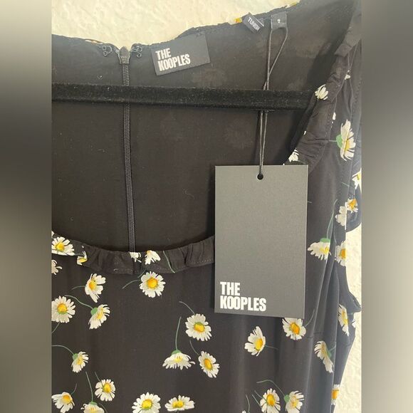 The Kooples black, white and yellow Daisies Satin slip dress y2K inspired - Picture 7 of 11